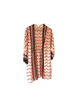 Chico's Chevron Open Front Kimono Cardigan Size 1 (M/8-10)